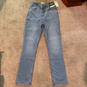New Abercrombie 90’s high rise slim straight jeans 28 R curve love cross waist